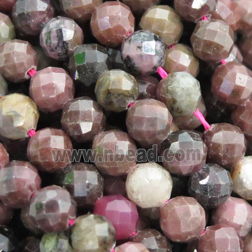 Rhodonite Beads, faceted round