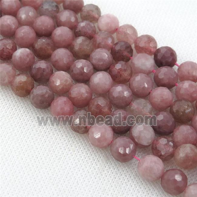 Strawberry Quartz Beads, faceted round