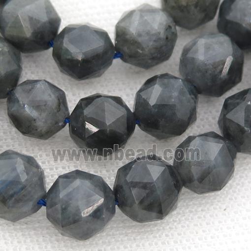 black Labradorite Beads, faceted round