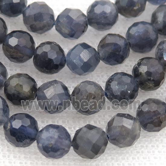 Iolite Beads, faceted round, inkblue