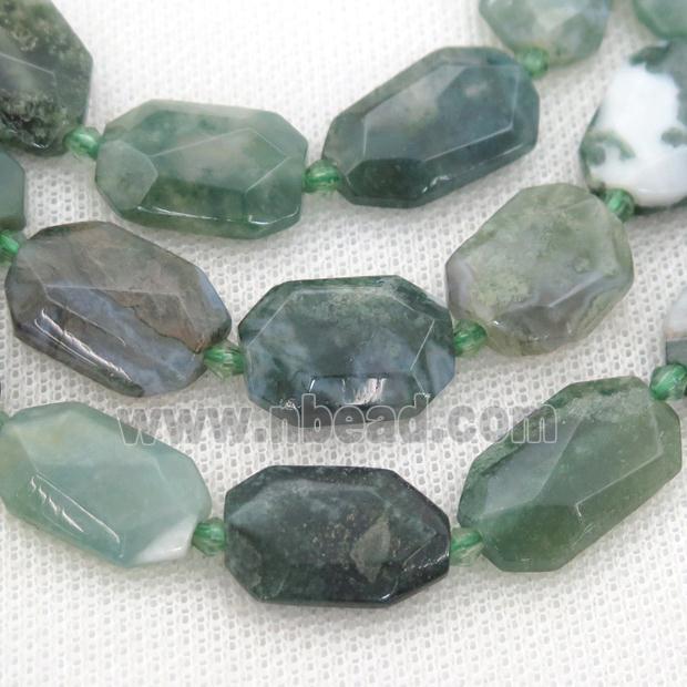 green Moss Agate Beads, faceted rectangle