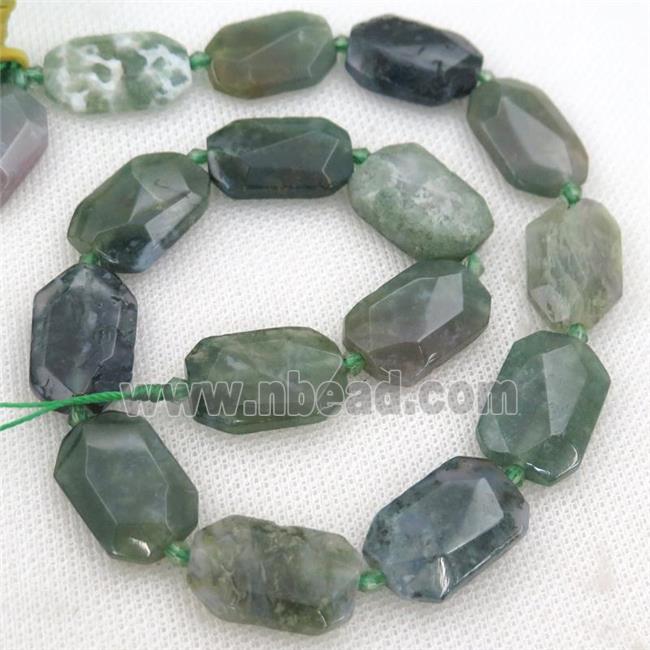 green Moss Agate Beads, faceted rectangle