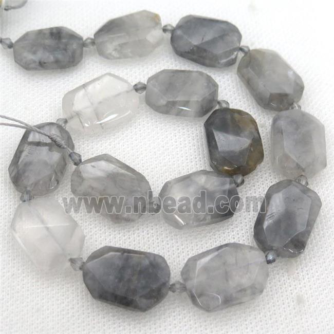 gray Cloudy Quartz Beads, faceted rectangle