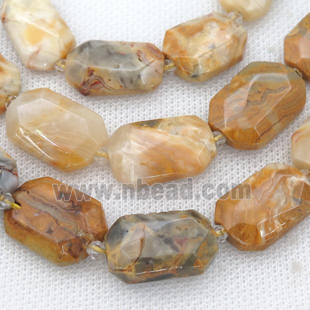 yellow Crazy Agate Beads, faceted rectangle