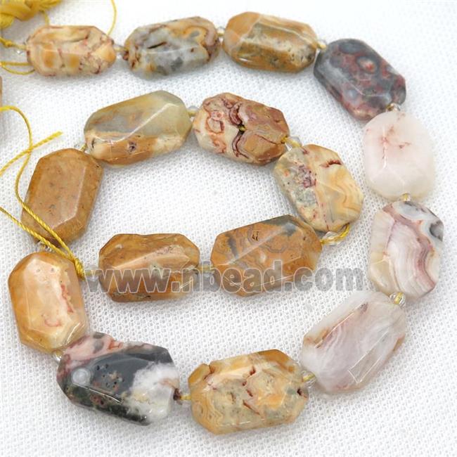 yellow Crazy Agate Beads, faceted rectangle