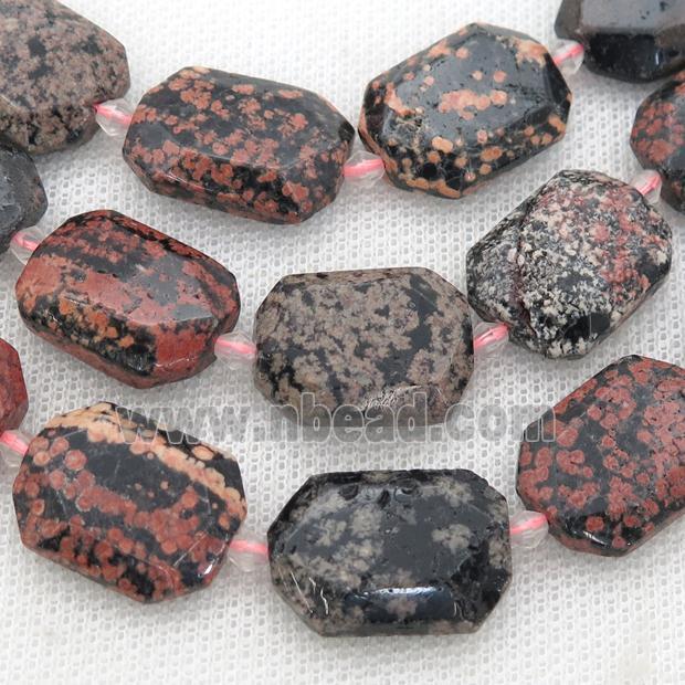 red Snowflake Jasper Beads, faceted rectangle