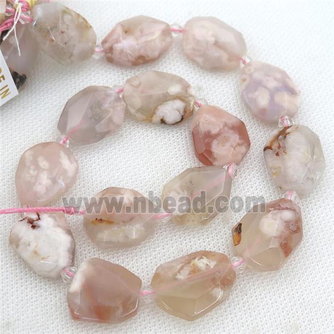 Cherry Agate Beads, faceted rectangle