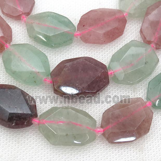 Strawberry Quartz Beads, faceted rectangle, mixed