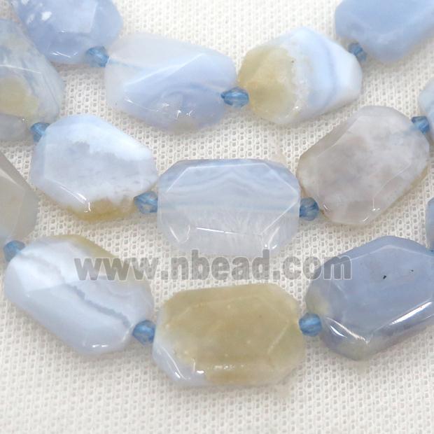 blue Lace Agate Beads, faceted rectangle