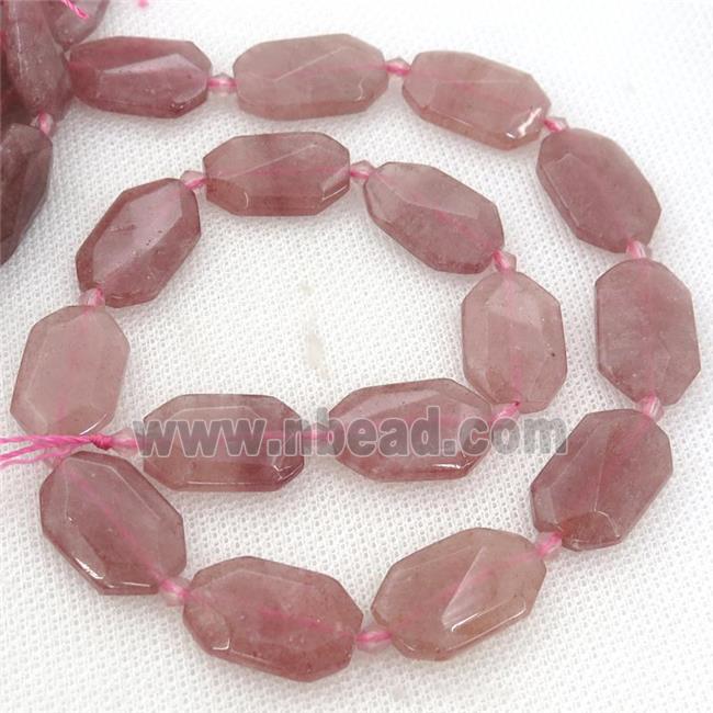 pink Strawberry Quartz Beads, faceted rectangle