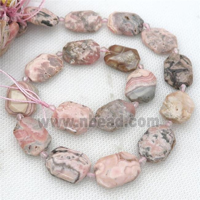 Argentine Rhodochrosite Beads, faceted rectangle