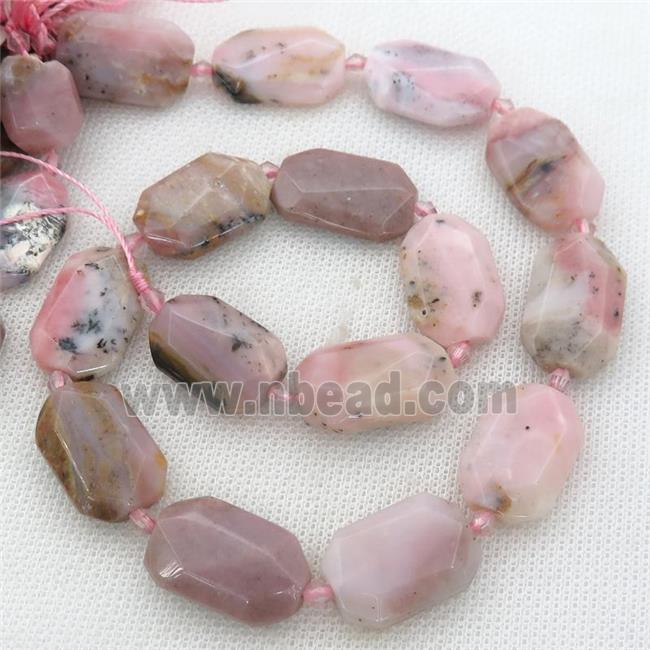 pink Opal Beads, faceted rectangle