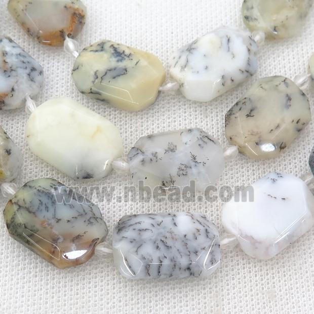 white Moss Opal Beads, faceted rectangle
