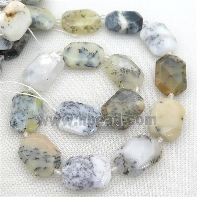 white Moss Opal Beads, faceted rectangle