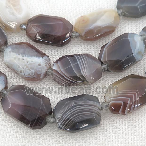 Botswana Agate Beads, faceted rectangle