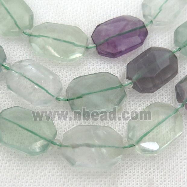 Fluorite Beads, faceted rectangle