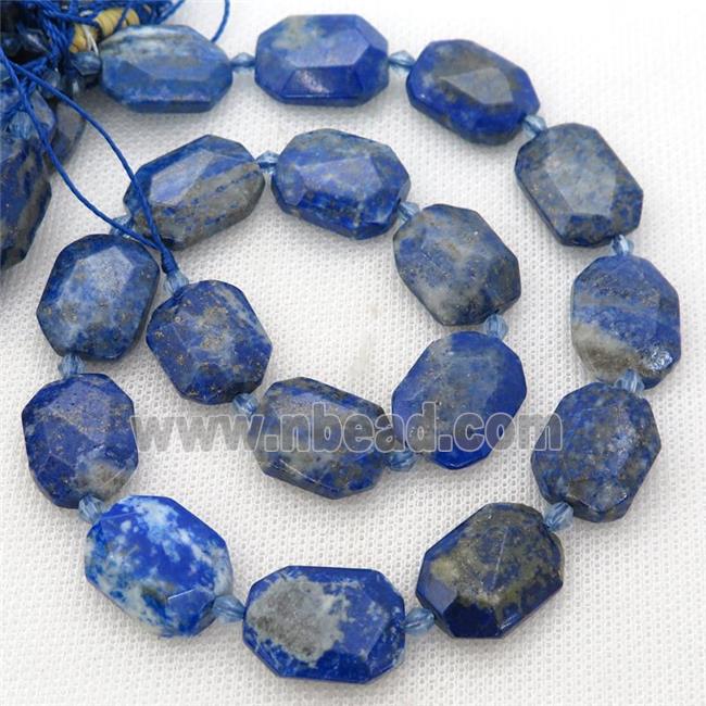 blue Lapis Lazuli Beads, faceted rectangle