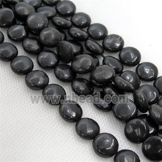 black Shungite coin beads