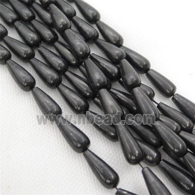 black Shungite teardrop beads