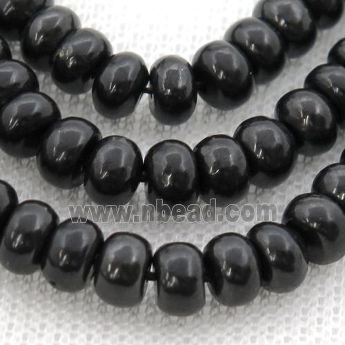 black Shungite rondelle beads