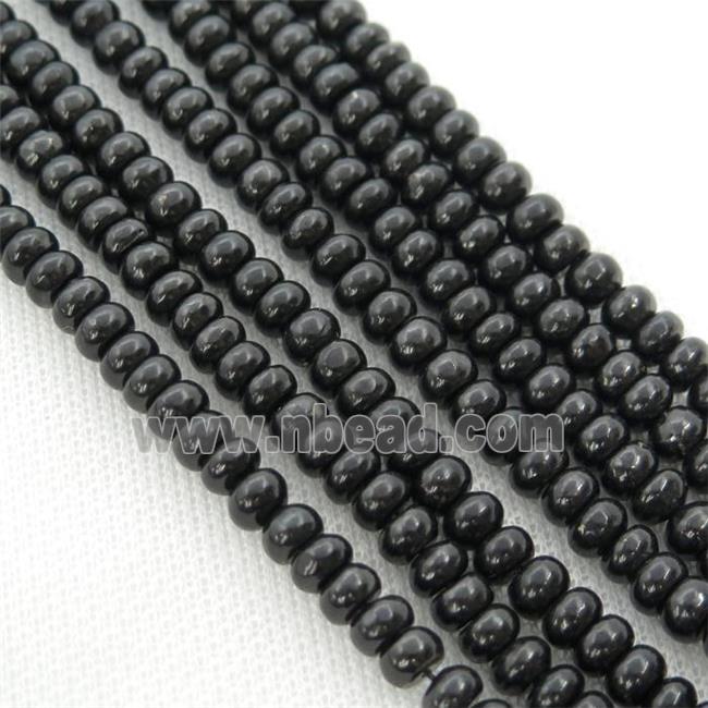 black Shungite rondelle beads