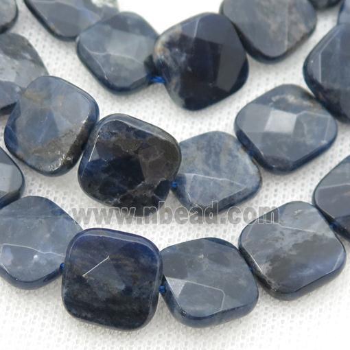 blue Sodalite Beads, faceted square