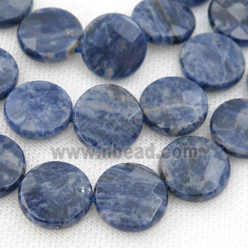 blue Sodalite Beads, faceted circle