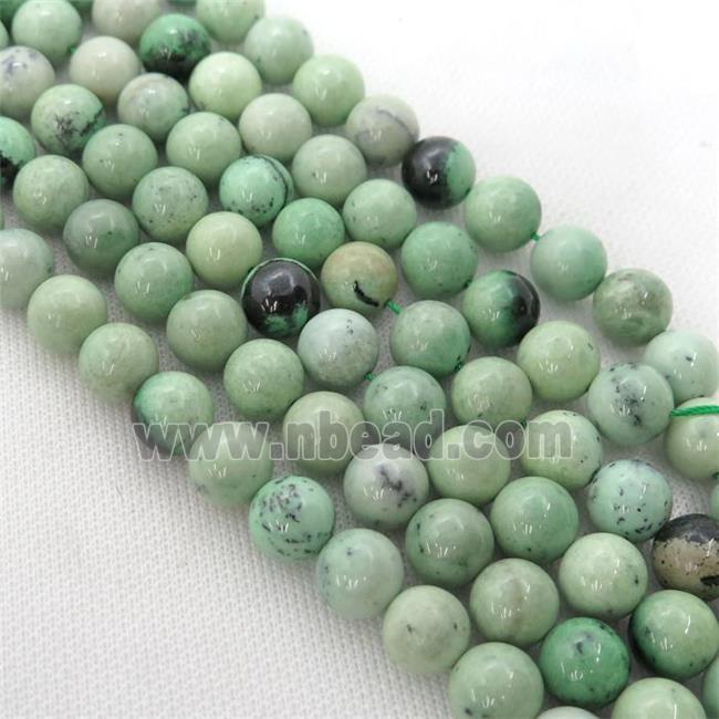 Natural South African Garnet Hydrogrossular Beads Green Smooth Round