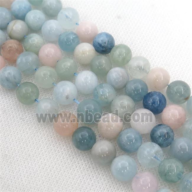 Natural Morganite Beads Smooth Round Blue
