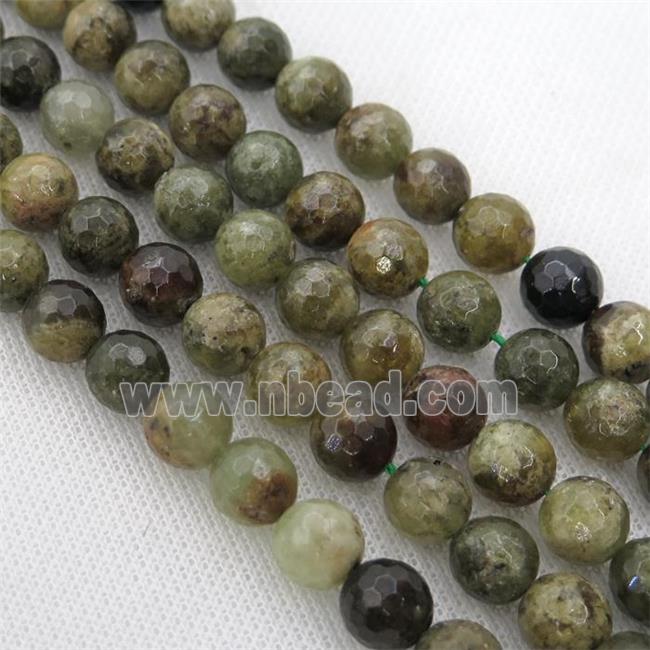 green Garnet Beads, faceted round