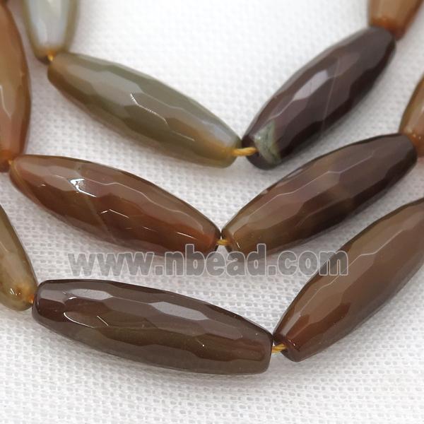 natural Agate Beads, faceted rice