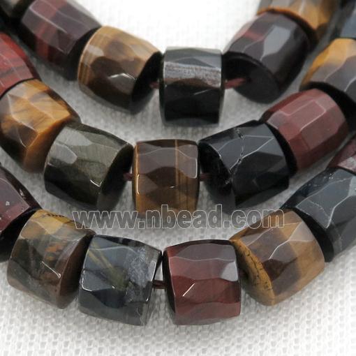 multicolor Tiger eye stone Beads, faceted barrel