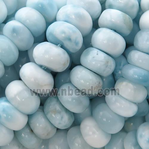 Natural Larimar Rondelle Beads Blue Smooth