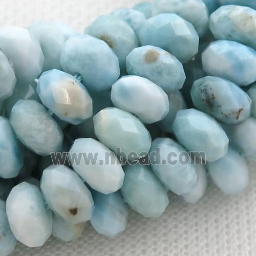 Natural Larimar Beads Faceted Rondelle Blue