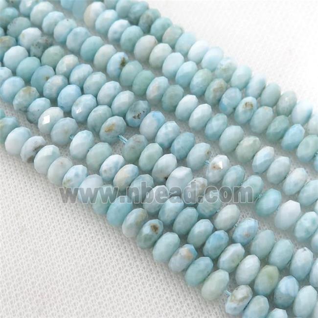 Natural Larimar Beads Faceted Rondelle Blue