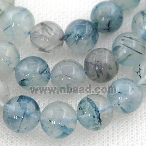 blue Rutilated Quartz Beads, round