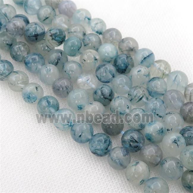 blue Rutilated Quartz Beads, round