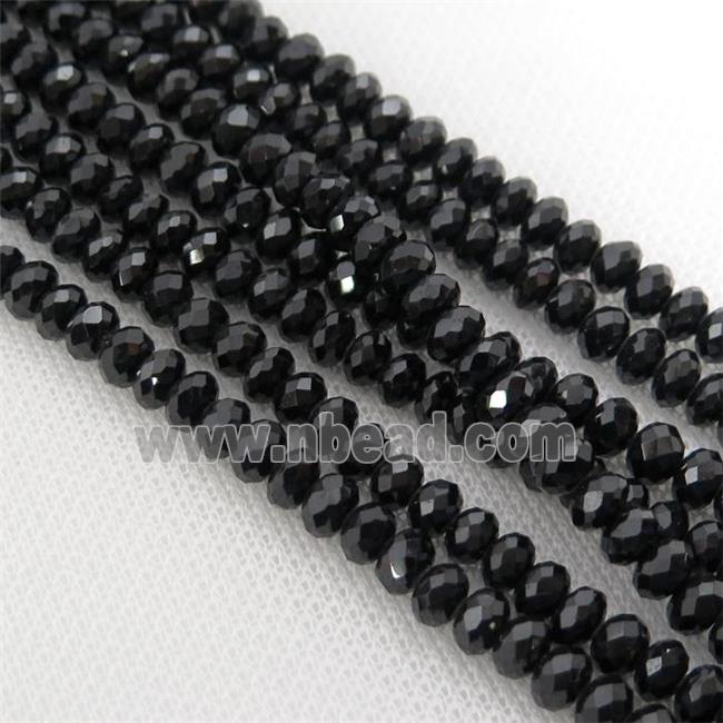 Black Spinel Beads, faceted rondelle