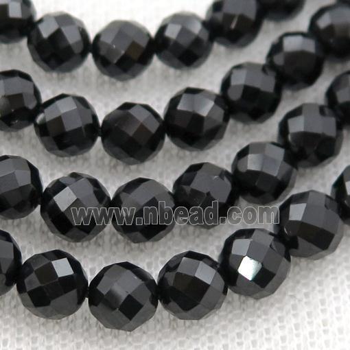 black Spinel Beads, faceted round