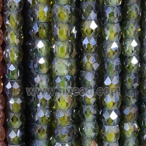 deep green Cubic Zircon Beads, faceted rondelle