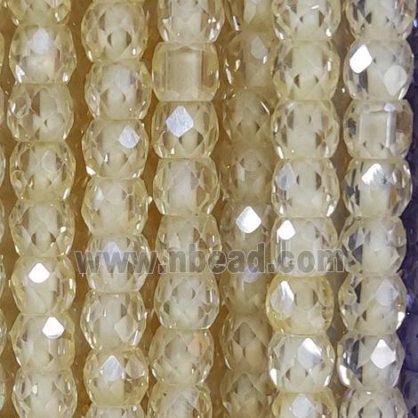beige Cubic Zircon Beads, faceted rondelle
