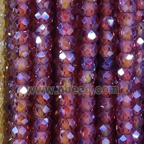 deep red Cubic Zircon Beads, faceted rondelle