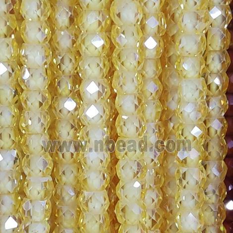 yellow Cubic Zircon Beads, faceted rondelle