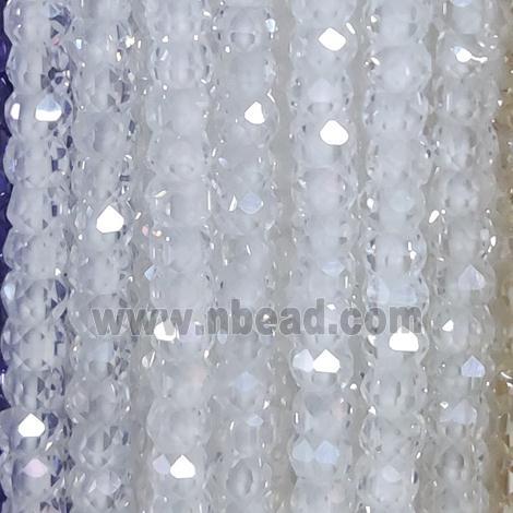 white Cubic Zircon Beads, faceted rondelle