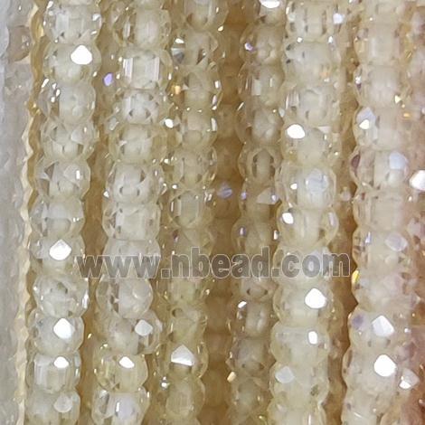 beige Cubic Zircon Beads, faceted rondelle