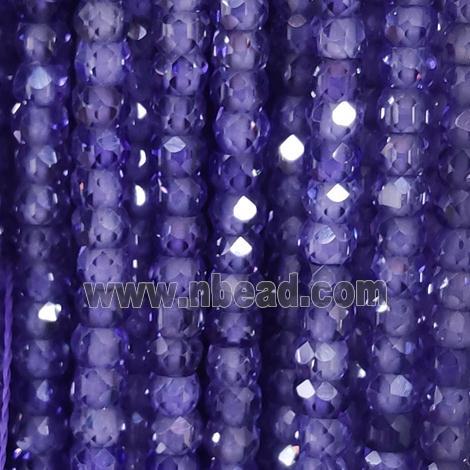 purple Cubic Zircon Beads, faceted rondelle