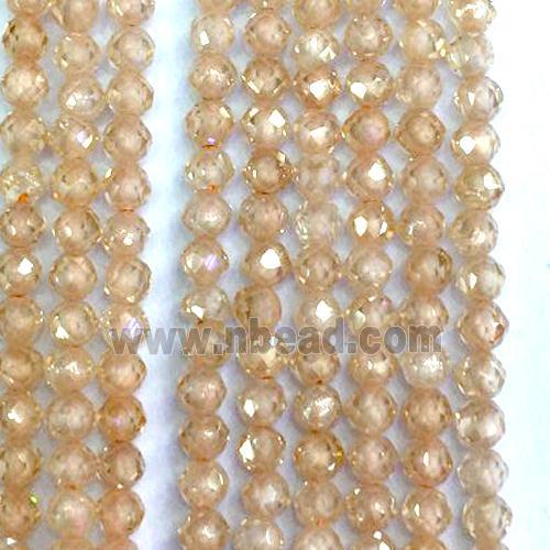 champagne Cubic Zircon Beads, faceted round