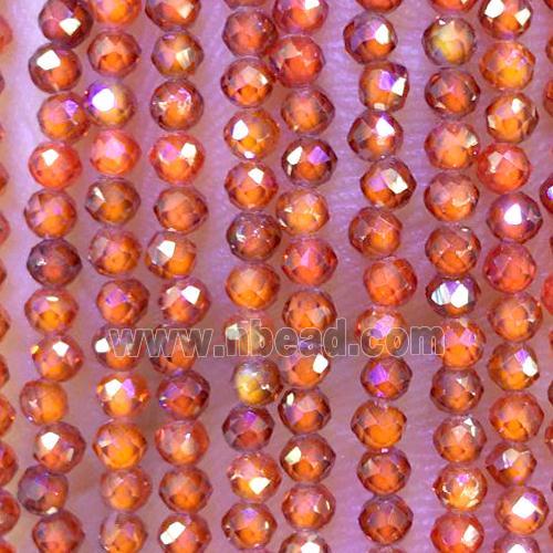red Cubic Zircon Beads, faceted round