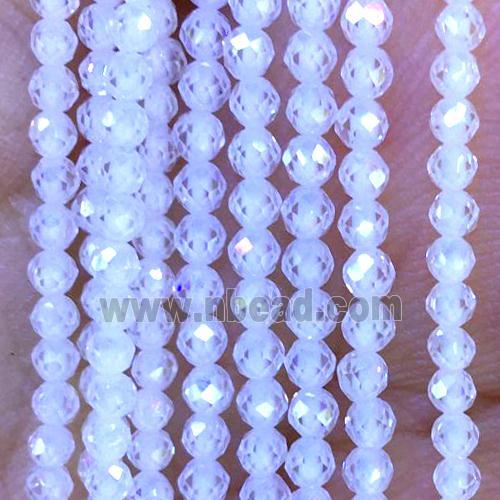 white Cubic Zircon Beads, faceted round