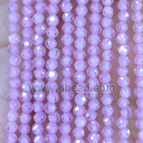 pink Cubic Zircon Beads, faceted round